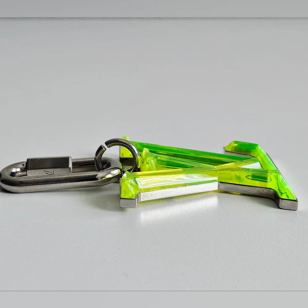 Louis Vuitton Neon Green Oversized LV Prism Bag Charm/Key Holder